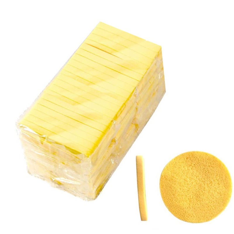Facial Sponge Compressed120 Count PVA Professional Makeup Removal Round Face Wash Sponges Spa Pads Exfoliating Cleansing for WomenYellow